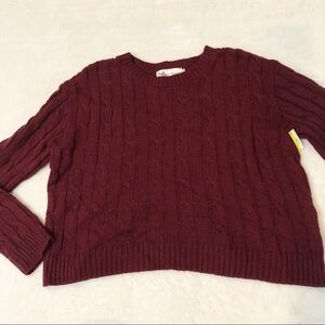 Cotton Emporium Cable Knit Burgundy Sweater